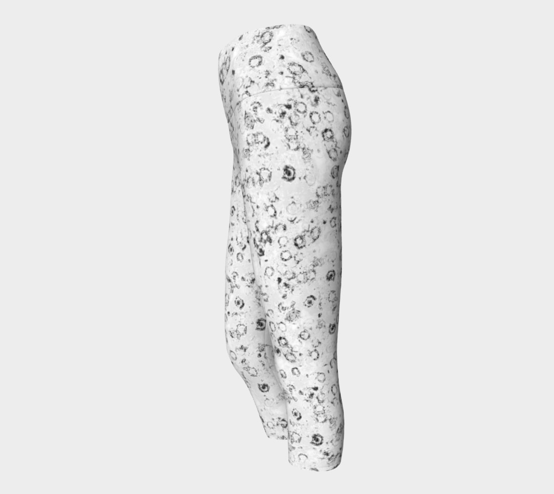 Yoga Capris - Watercolor Circles - Black and White preview #2