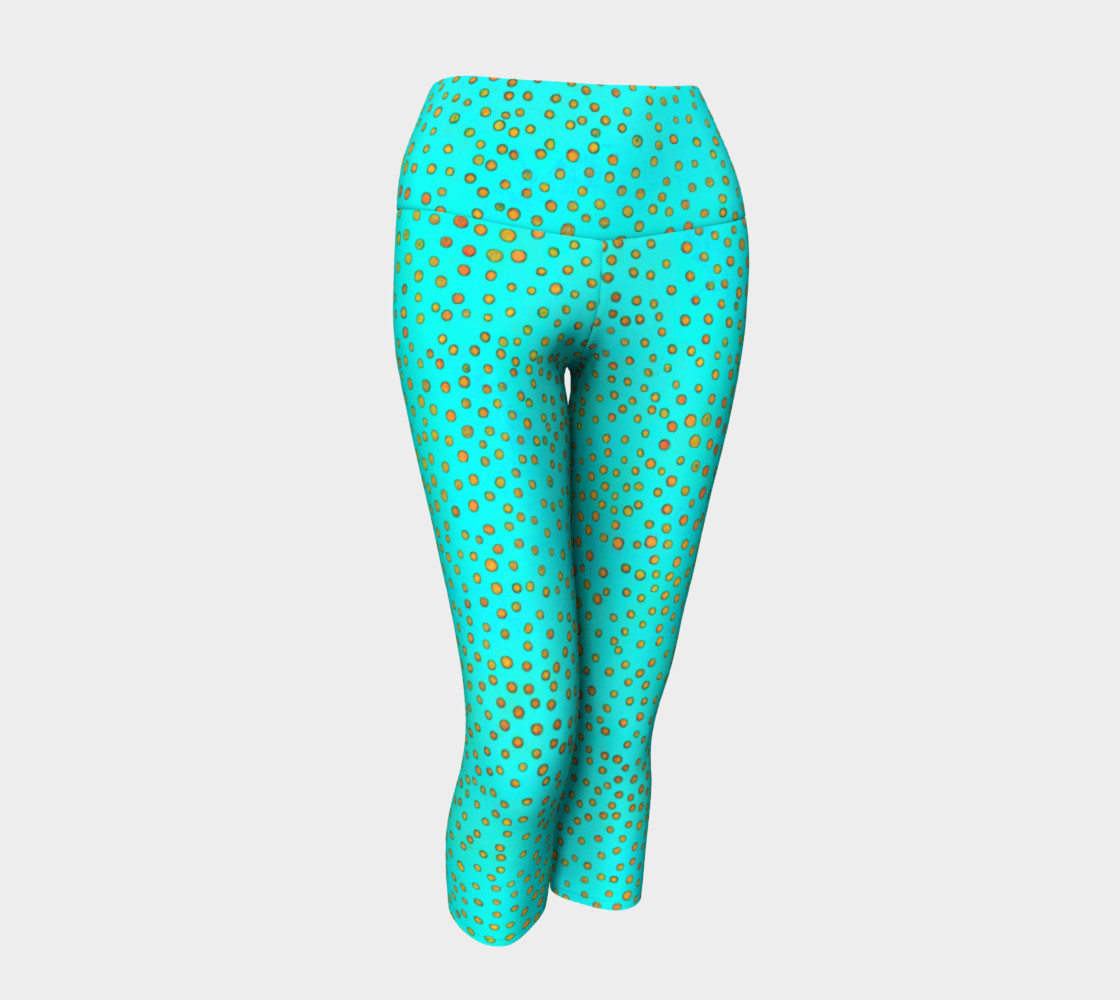 Yoga Leggings - Compression Fit - Turquoise - Dot Party 3D preview