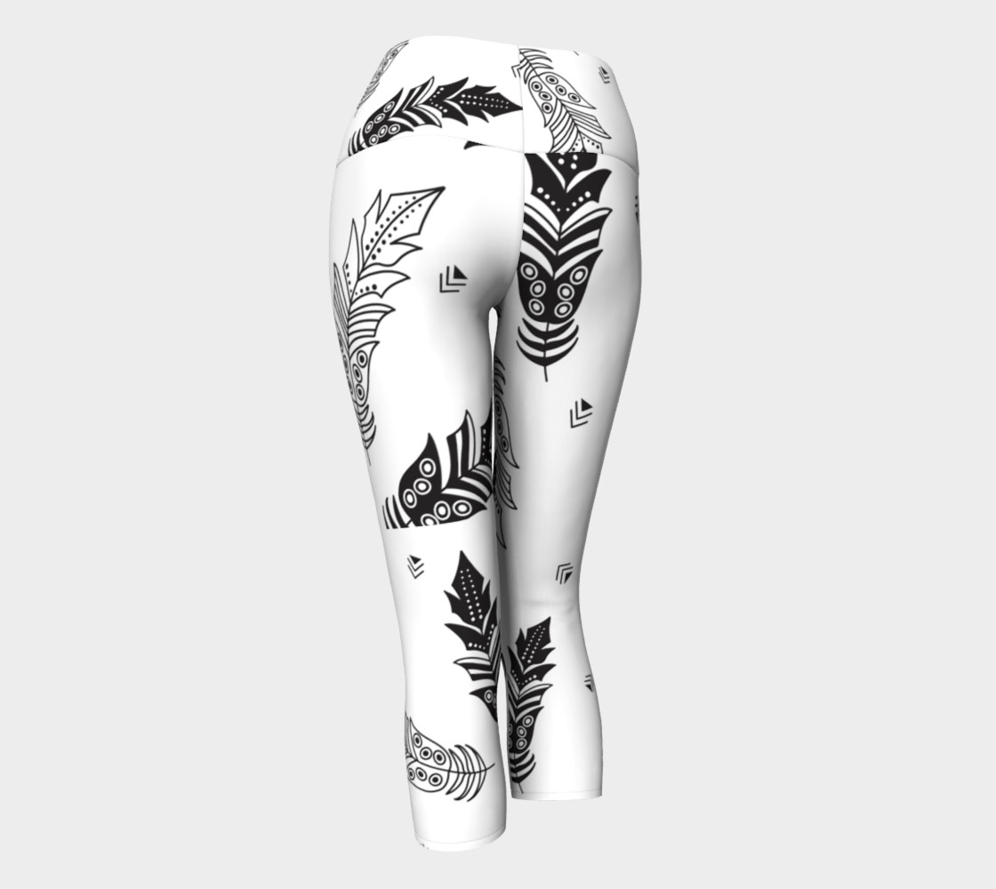 Black & White Feather Yoga Capris preview #3
