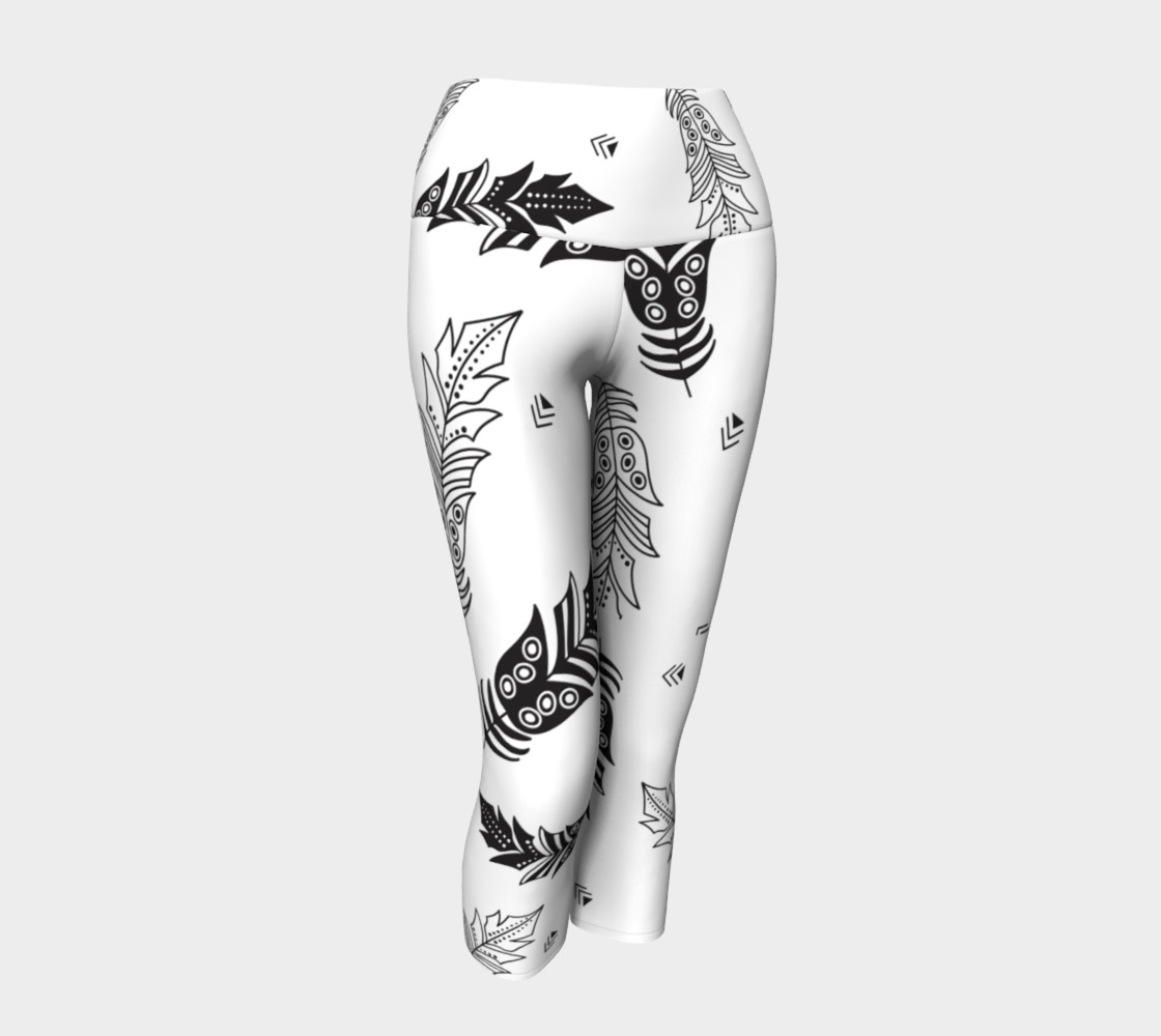 Black & White Feather Yoga Capris preview #1