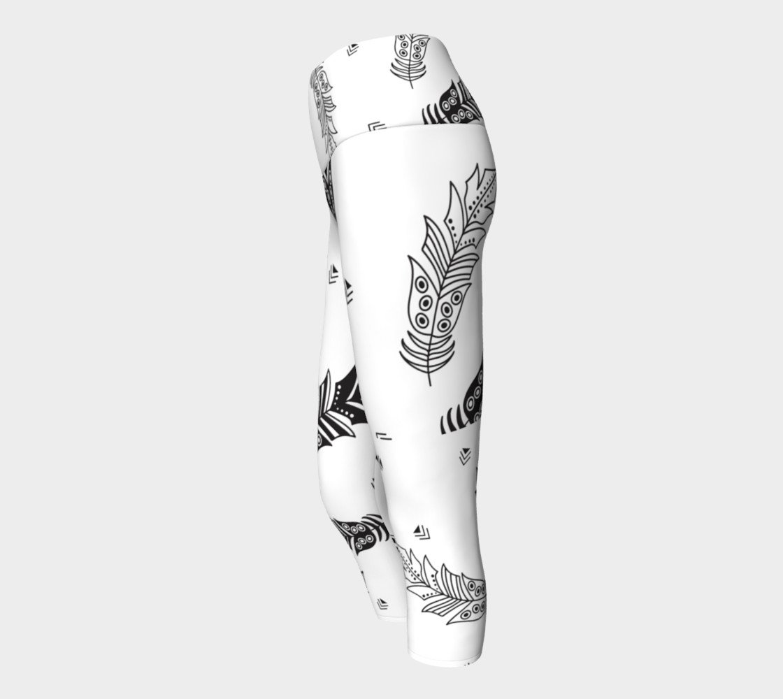 Black & White Feather Yoga Capris preview #2