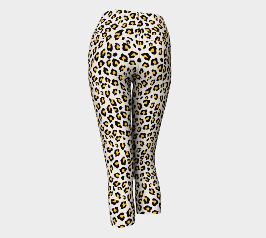 Leopard Print - Mustard Yellow Yoga Capris preview #3