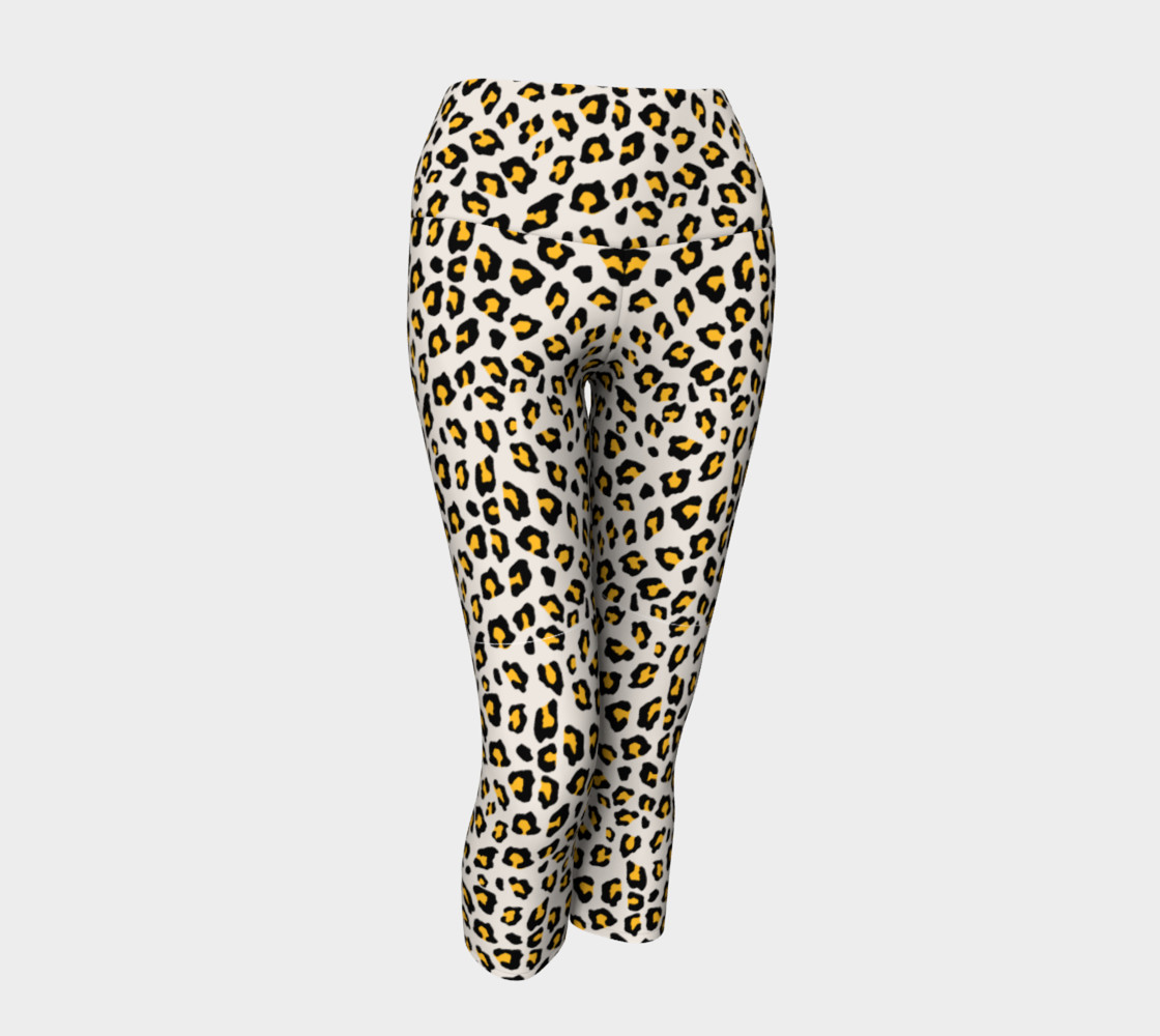 Leopard Print - Mustard Yellow Yoga Capris preview #1