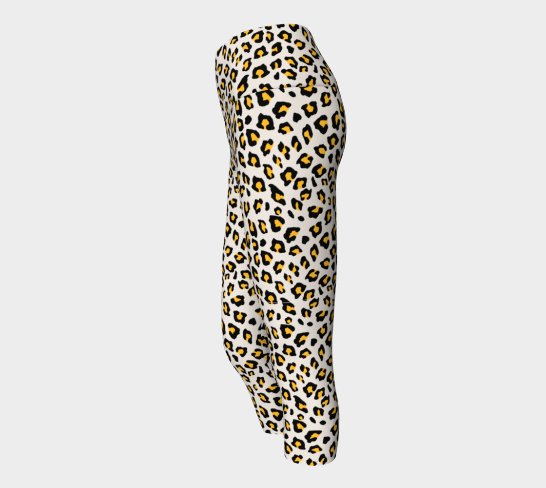 Leopard Print - Mustard Yellow Yoga Capris preview #2