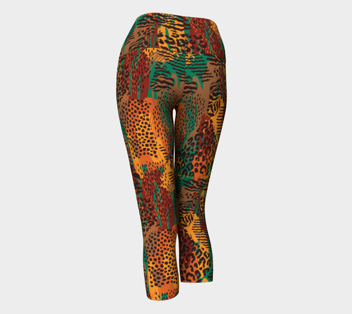 Safari Animal Print Mashup Yoga Capris preview #3