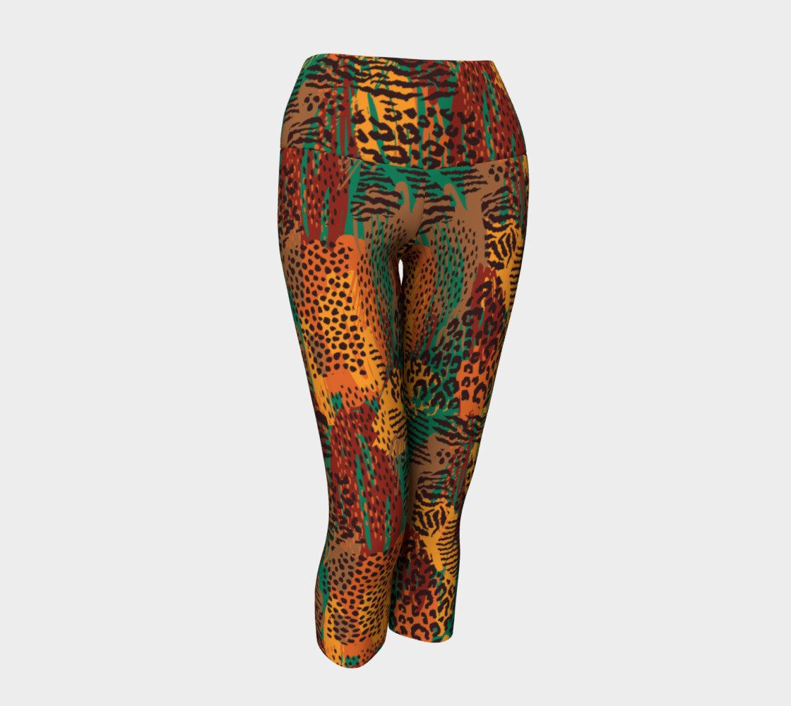 Safari Animal Print Mashup Yoga Capris preview #1