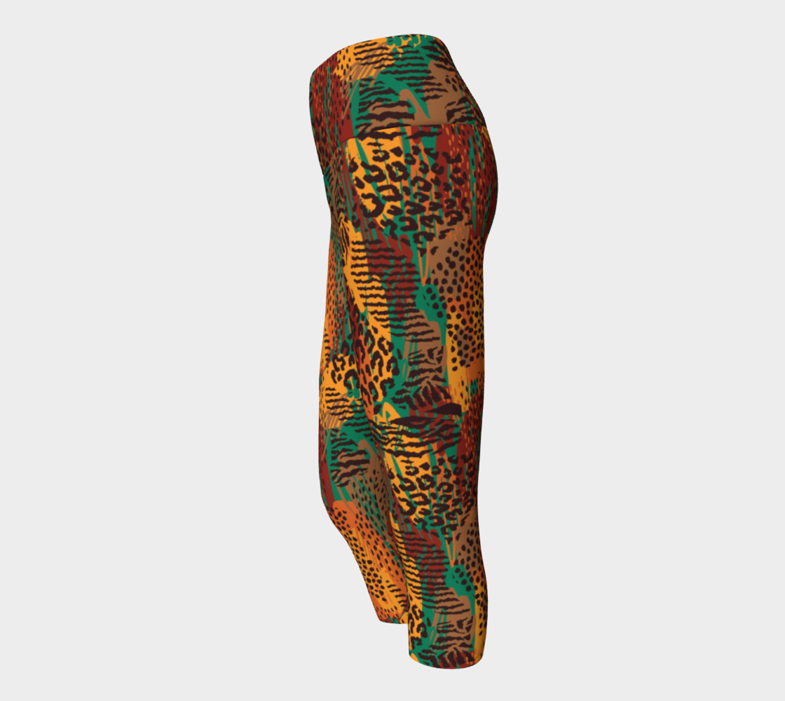 Safari Animal Print Mashup Yoga Capris preview #2