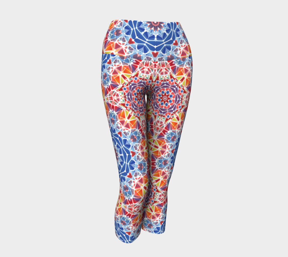 Blue and Orange Kaleidoscope Yoga Capris preview #1