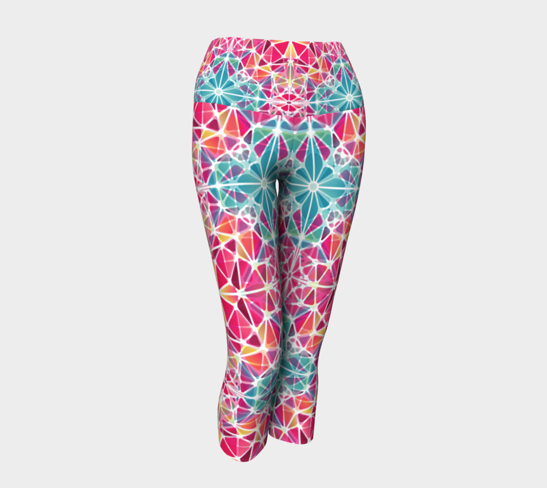 Pink and Blue Kaleidoscope Yoga Capris preview #1