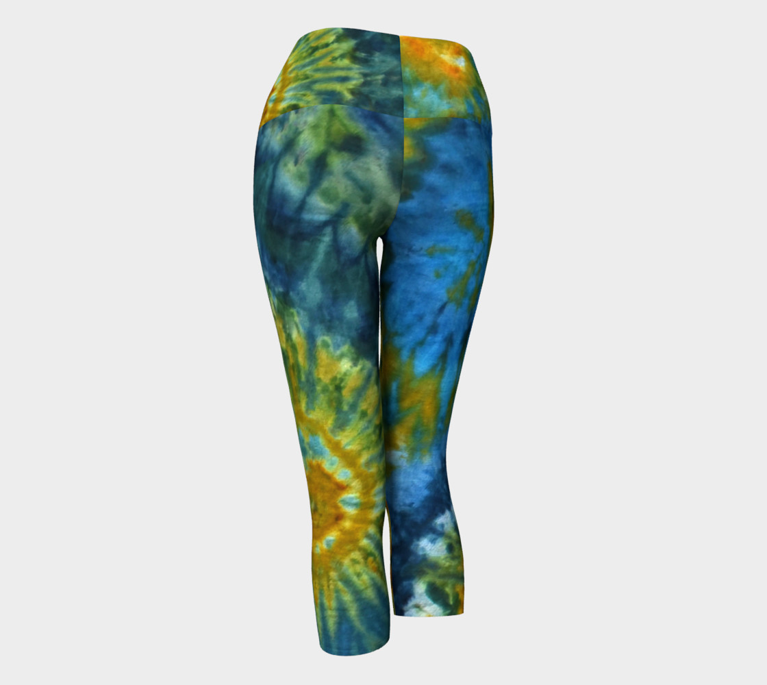 Blue Yellow Spirals Yoga Capri preview #3