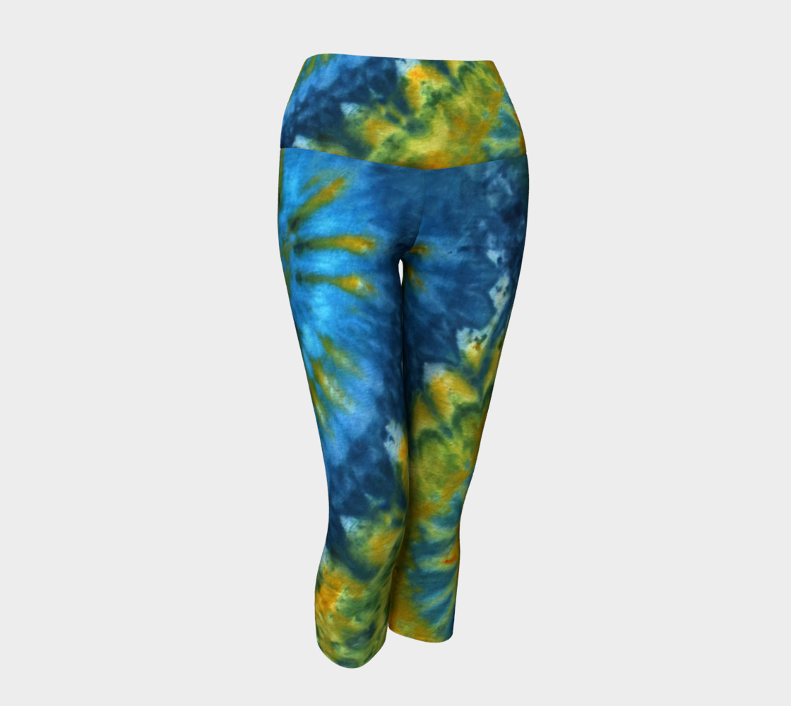 Blue Yellow Spirals Yoga Capri preview #1