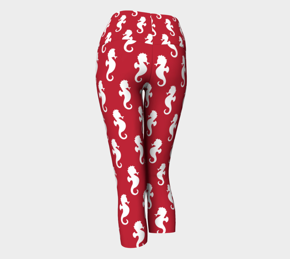 Seahorses - White Seahorses on Red Background preview #3