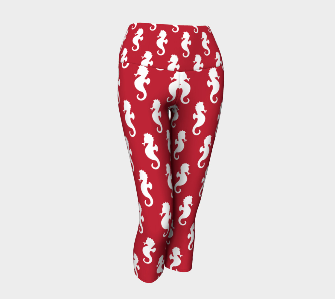 Seahorses - White Seahorses on Red Background preview #1