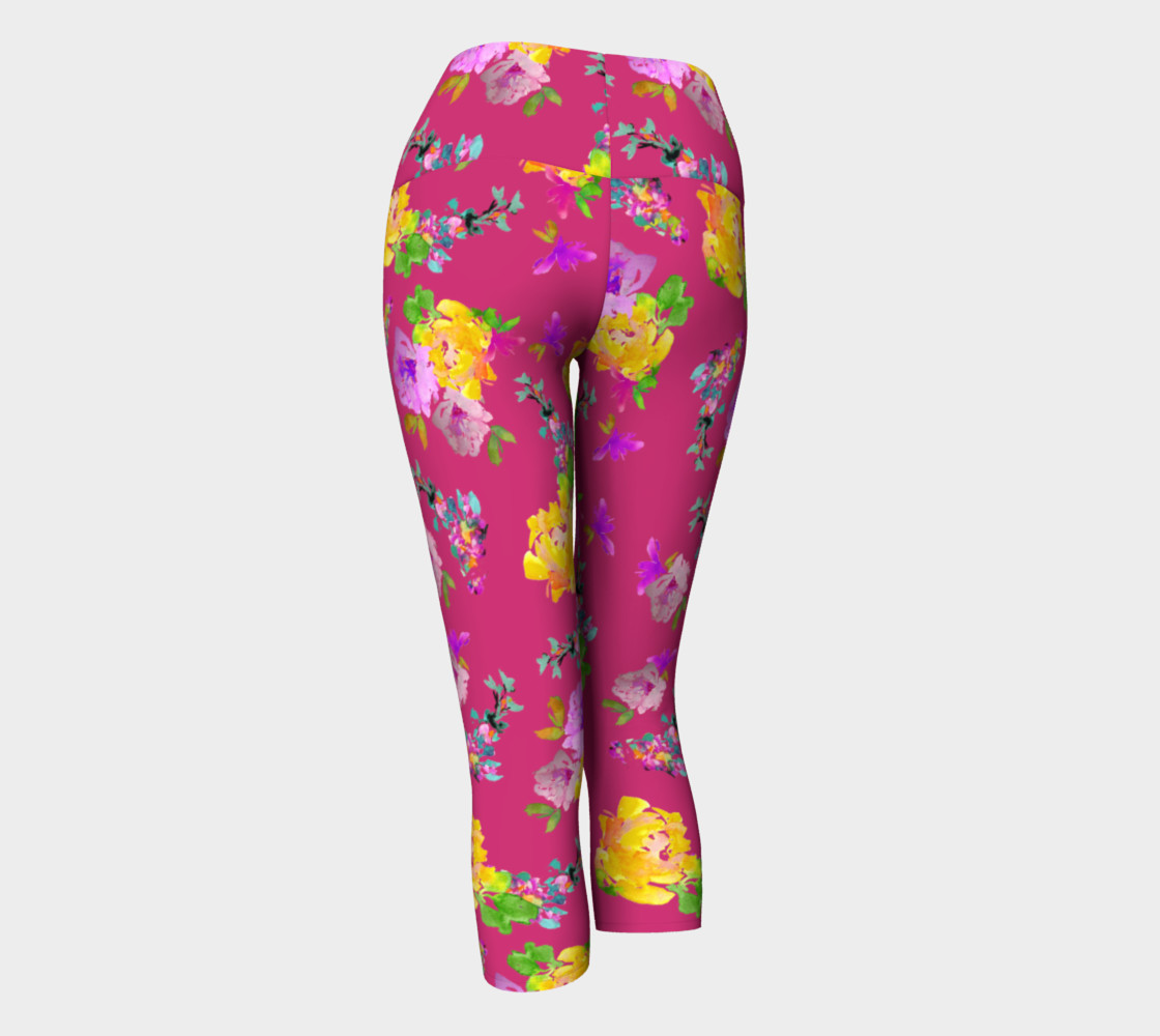 Summery Blooms with Pink Yarrow Ladies Capri preview #3