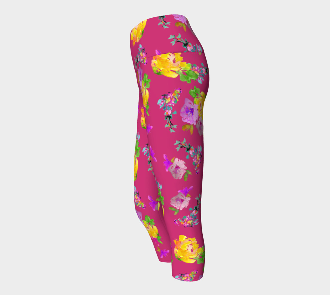 Summery Blooms with Pink Yarrow Ladies Capri preview #2