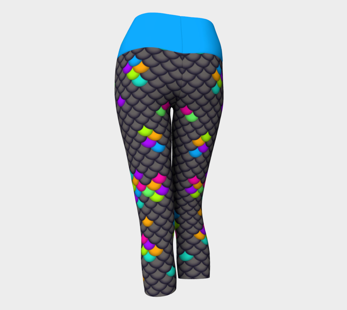 Black Rainbow Mermaid Yoga Capris preview #3