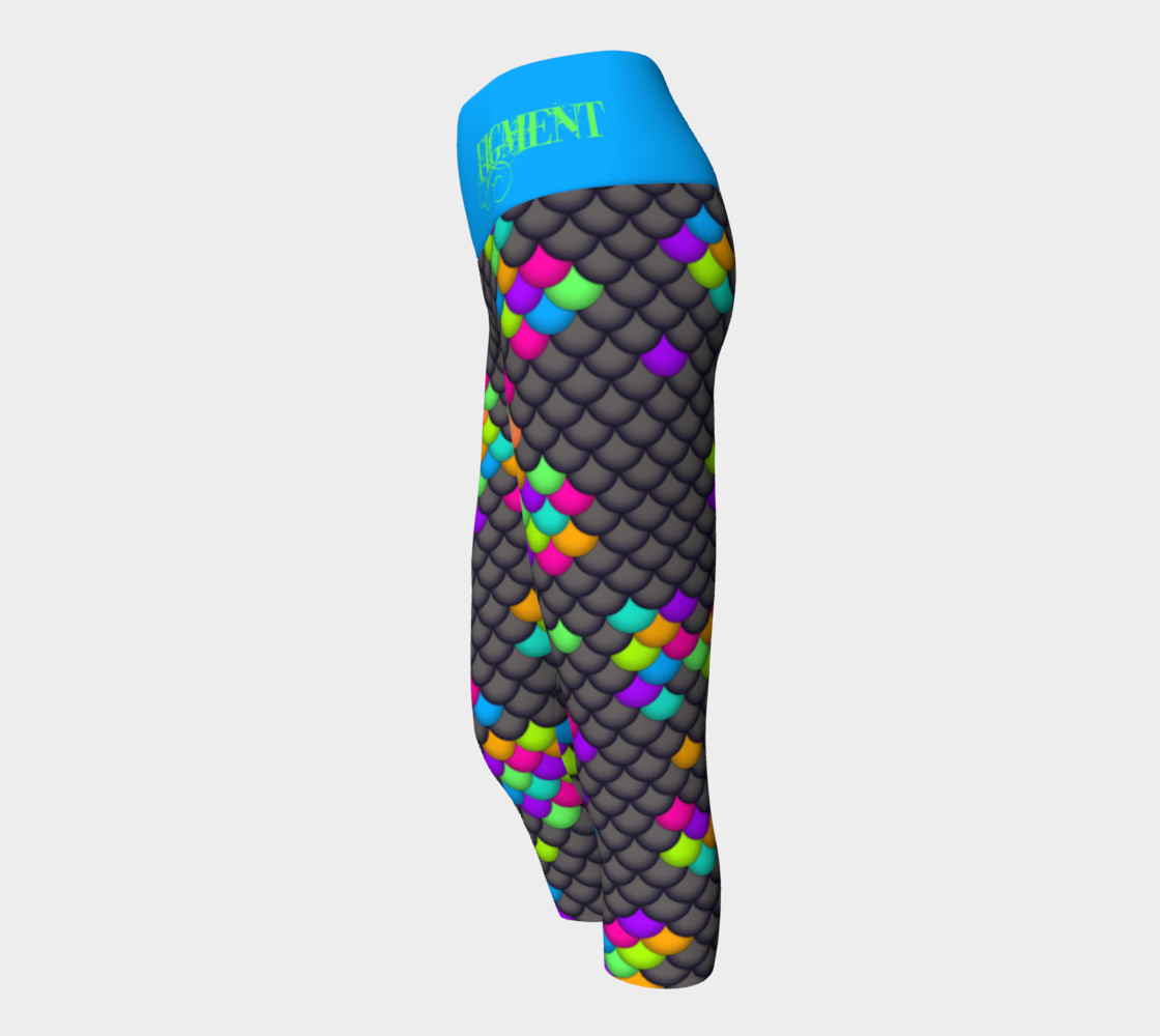 Black Rainbow Mermaid Yoga Capris preview #2