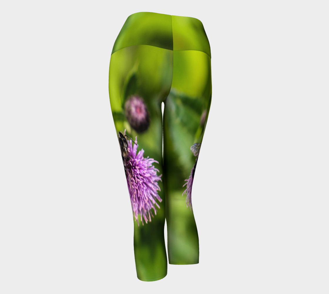 A Bee on a Purple Flower Yoga Capris preview #3