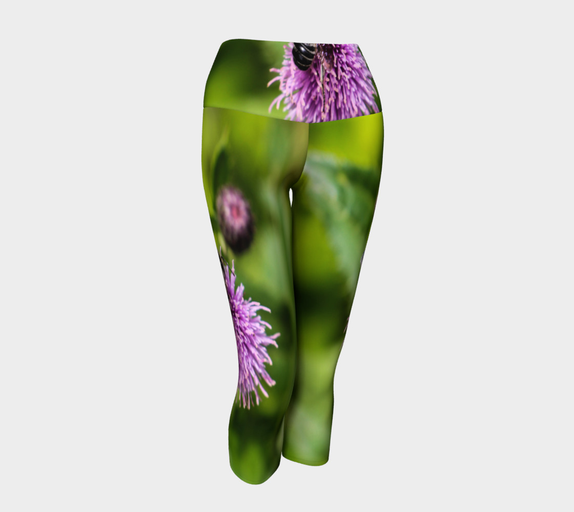 A Bee on a Purple Flower Yoga Capris preview #1