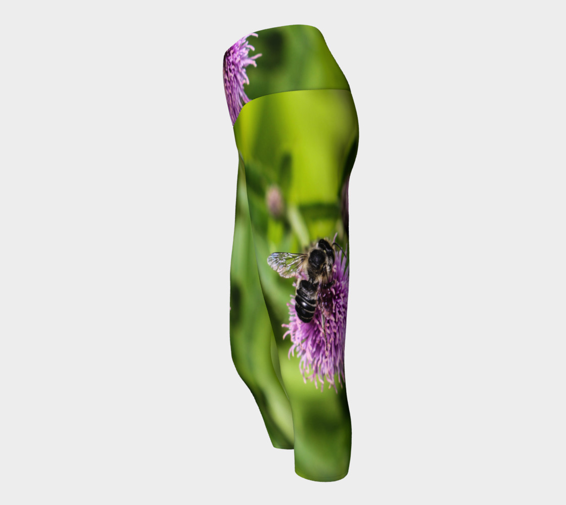 A Bee on a Purple Flower Yoga Capris preview #2