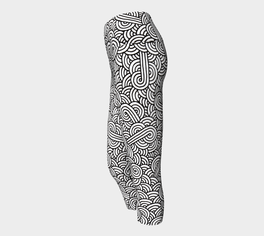 Black and white swirls doodles Yoga Capris preview #2