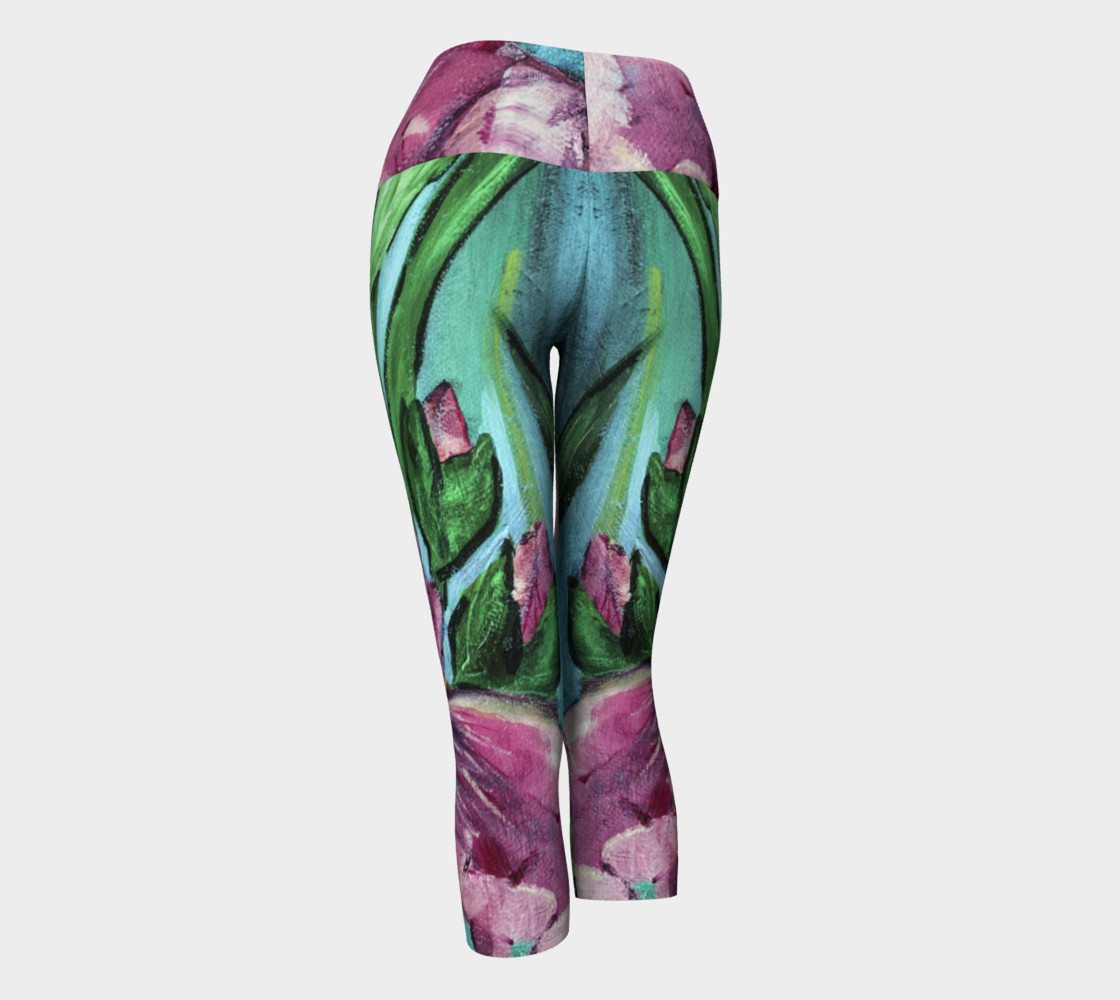 Pink Irises Yoga Capris preview #3