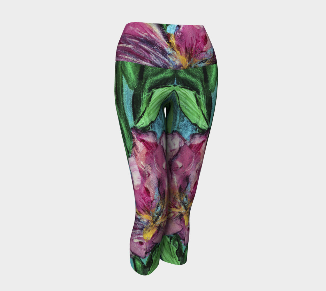 Pink Irises Yoga Capris preview #1