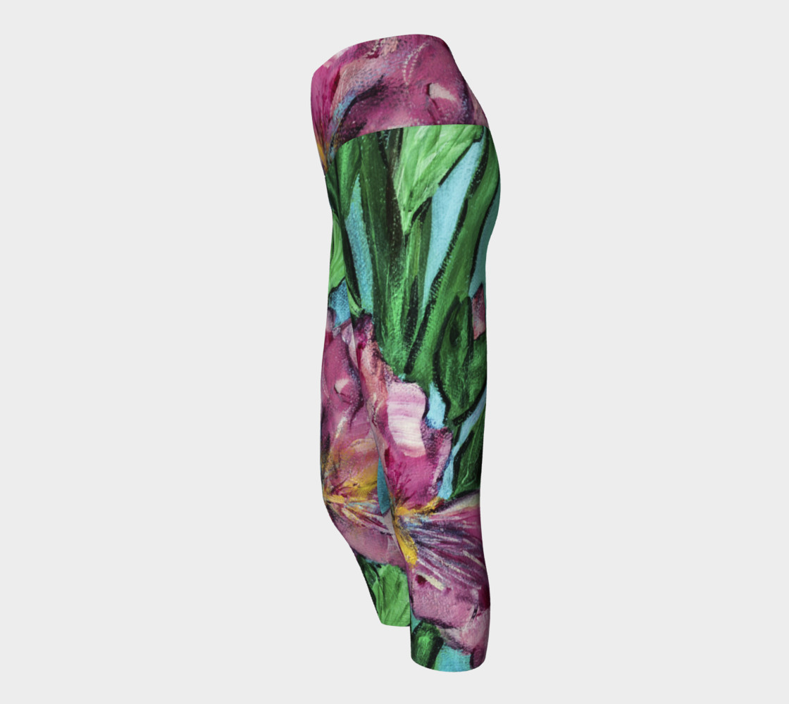 Pink Irises Yoga Capris preview #2