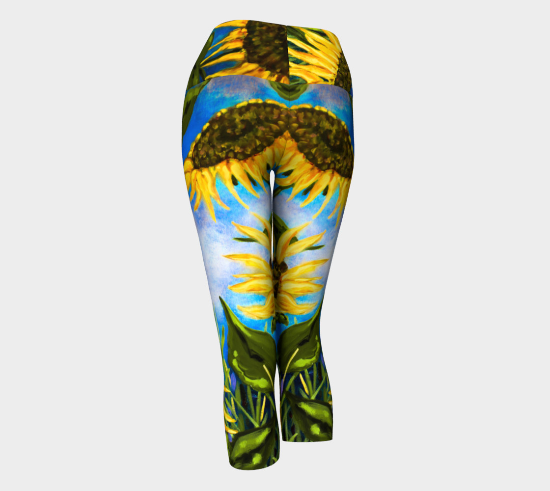 Vibrant Sunflowers Yoga Capris preview #3