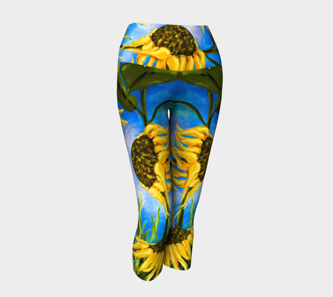 Vibrant Sunflowers Yoga Capris preview #1