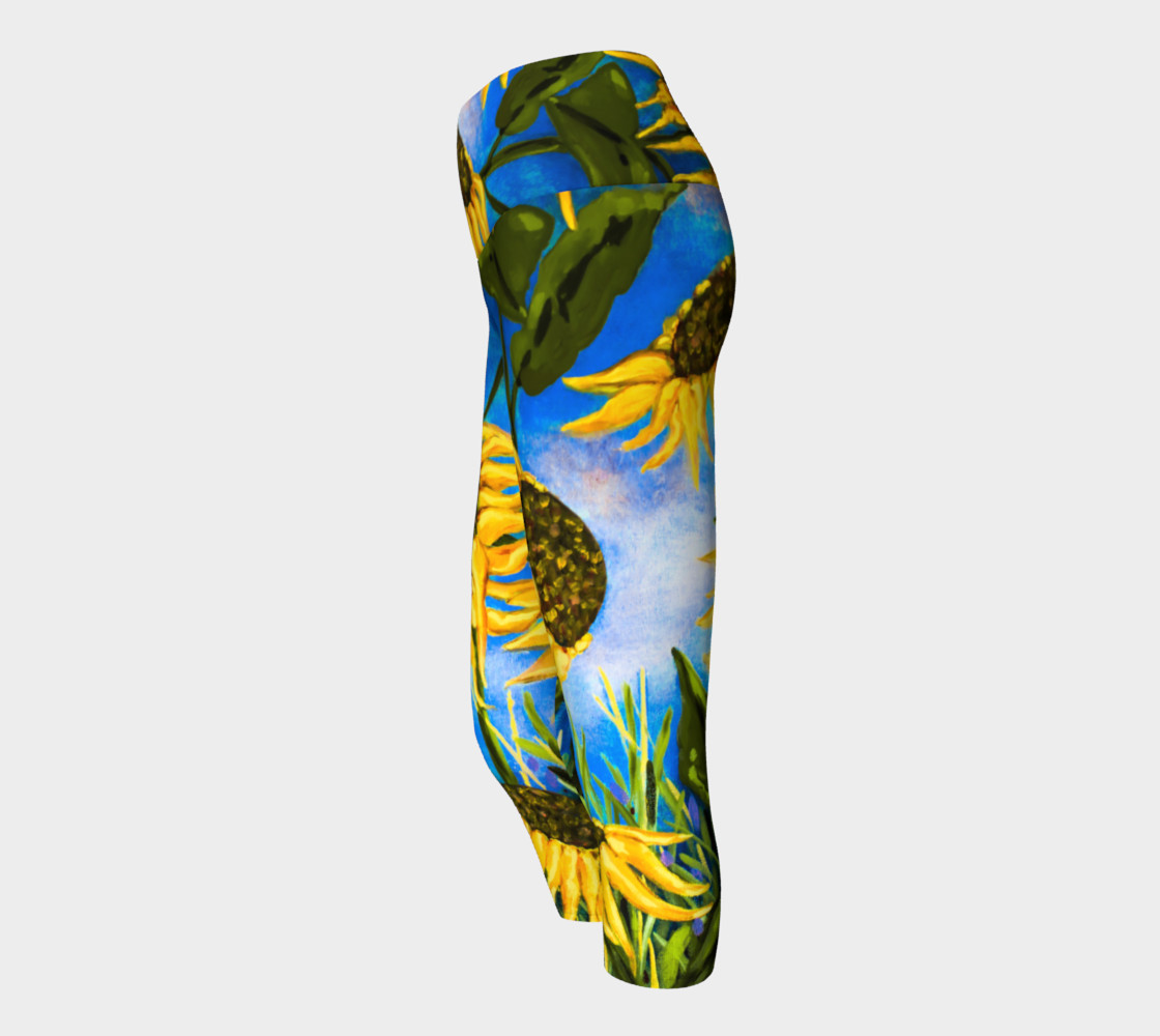 Vibrant Sunflowers Yoga Capris preview #2
