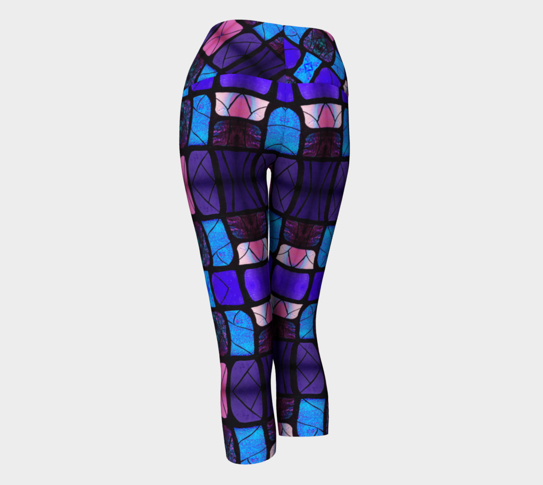 Waterlily Stained Glass - Purple Yoga Capris preview #3