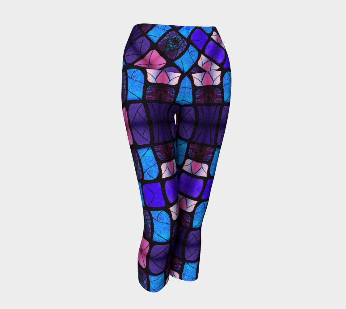Waterlily Stained Glass - Purple Yoga Capris preview #1
