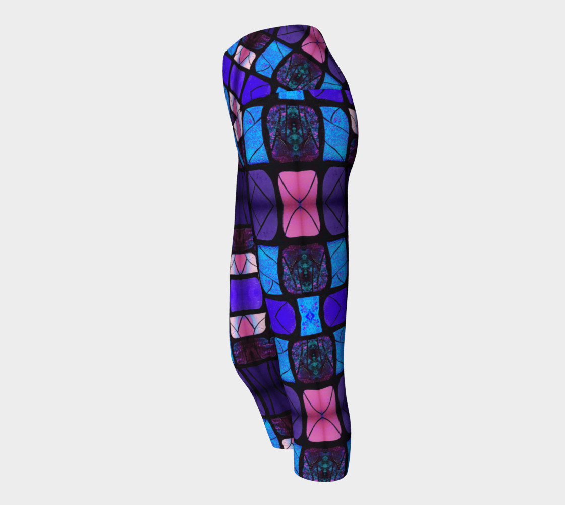 Waterlily Stained Glass - Purple Yoga Capris preview #2