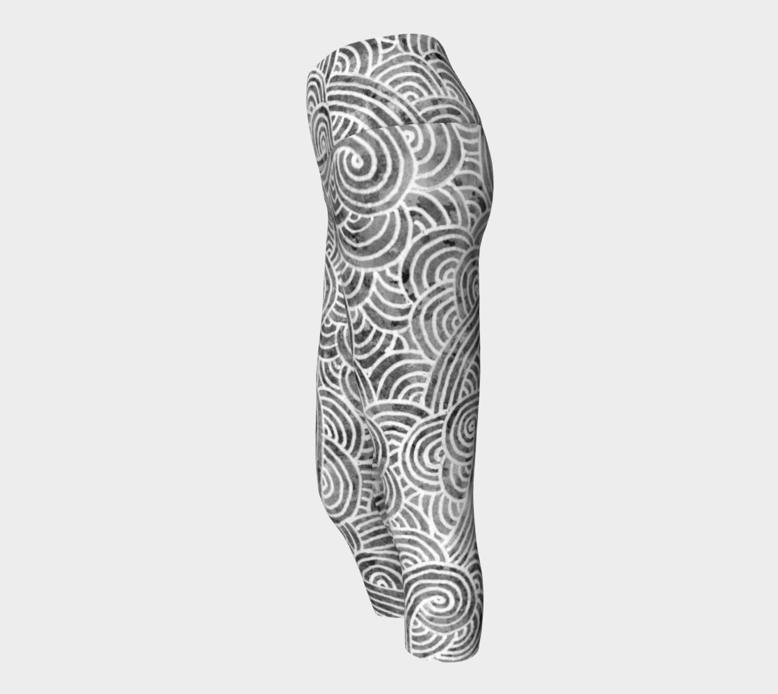 Grey and white swirls doodles Yoga Capris preview #2