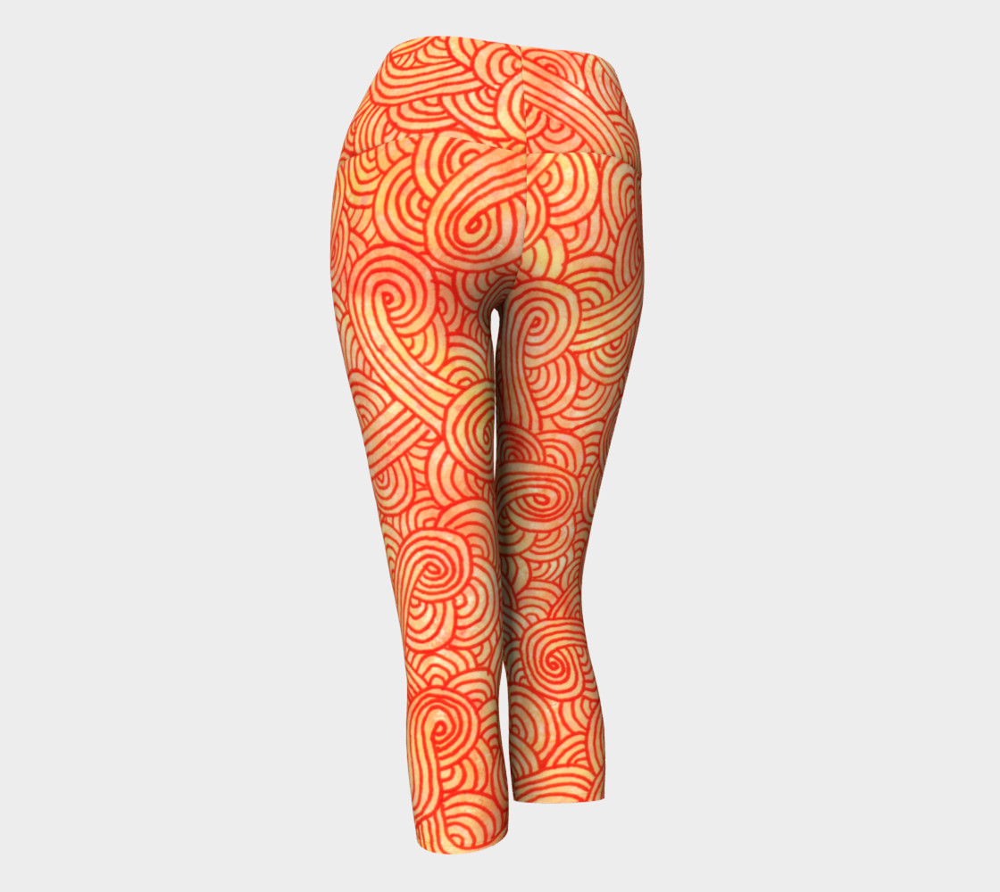 Orange and red swirls doodles Yoga Capris preview #3