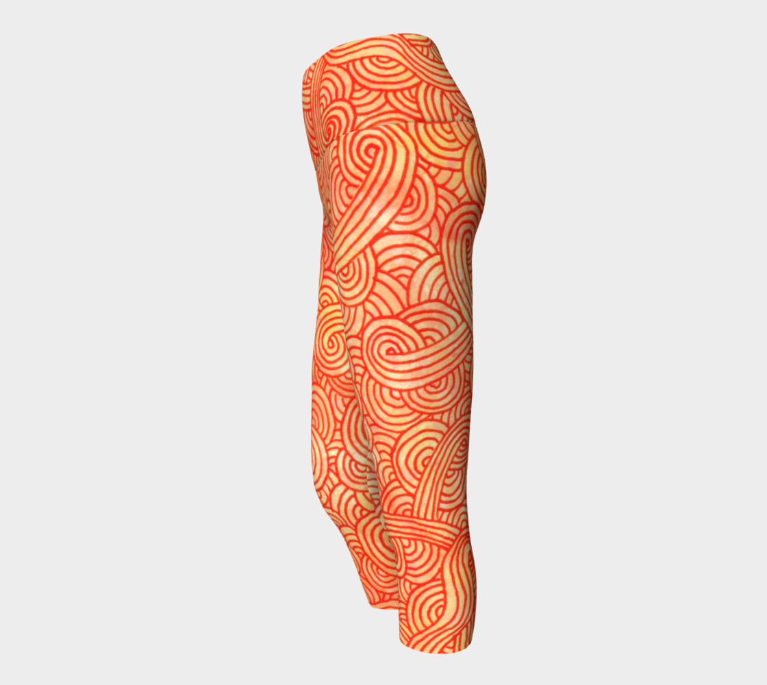 Orange and red swirls doodles Yoga Capris preview #2