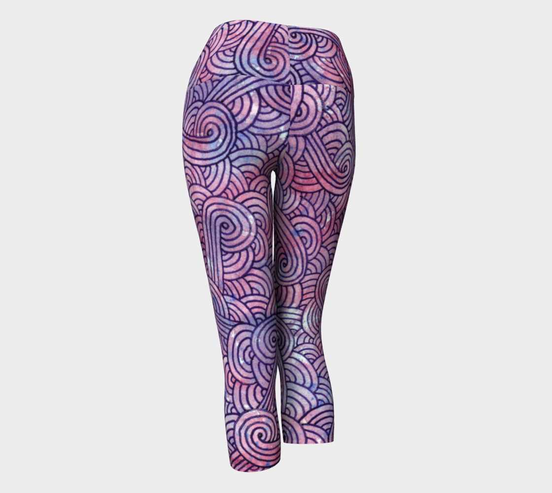 Purple swirls doodles Yoga Capris preview #3