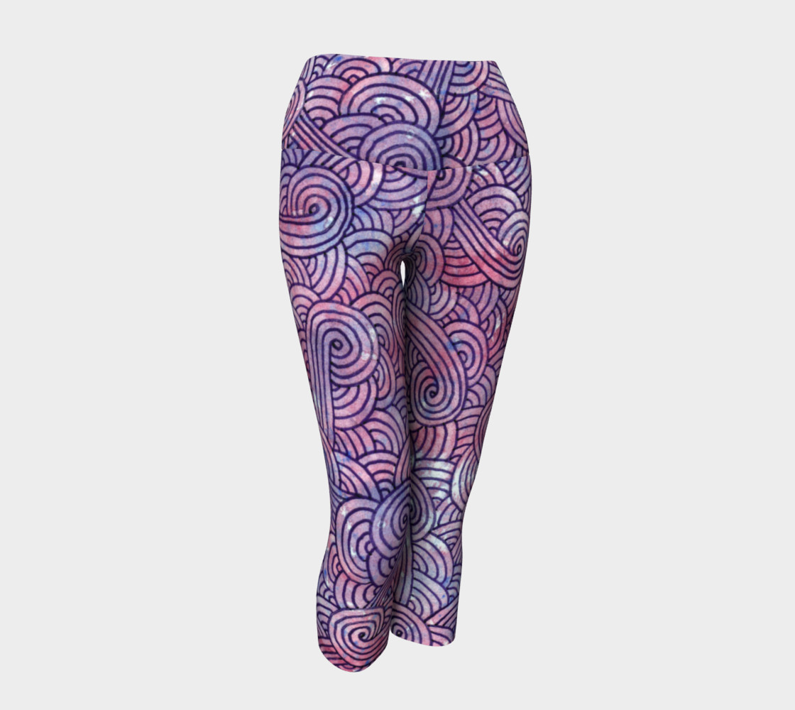 Purple swirls doodles Yoga Capris preview #1