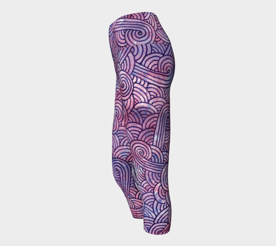 Purple swirls doodles Yoga Capris preview #2