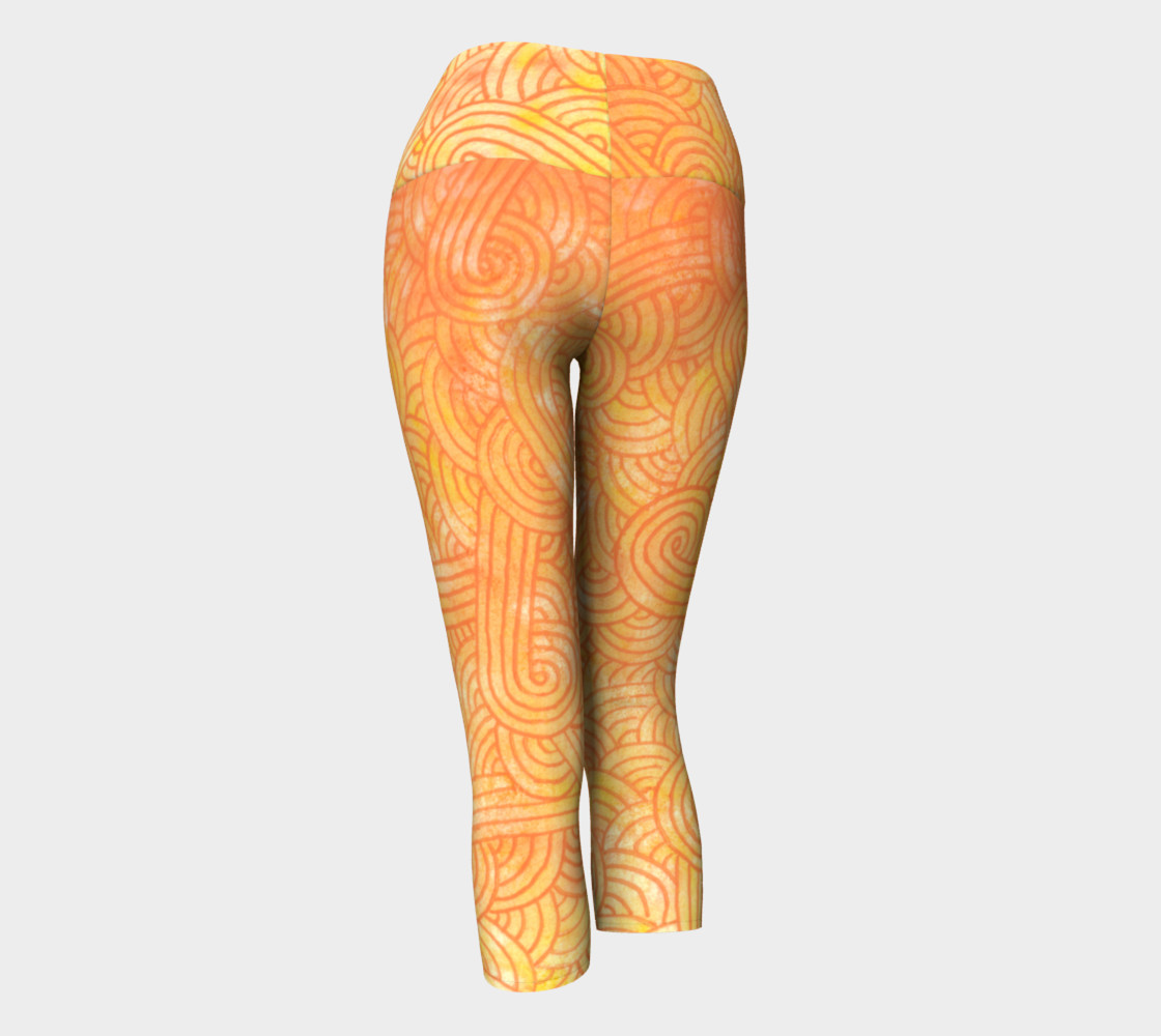Yellow and orange swirls doodles Yoga Capris preview #3