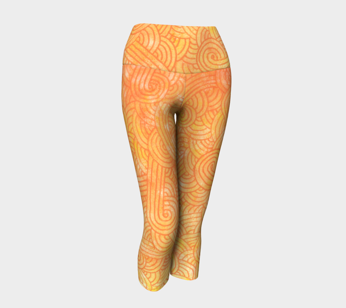 Yellow and orange swirls doodles Yoga Capris preview #1