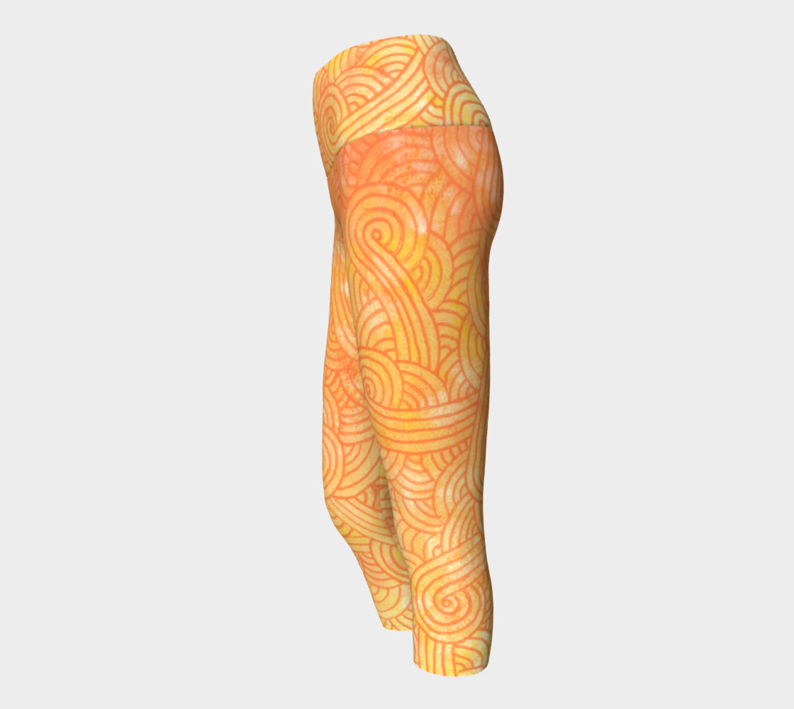 Yellow and orange swirls doodles Yoga Capris preview #2