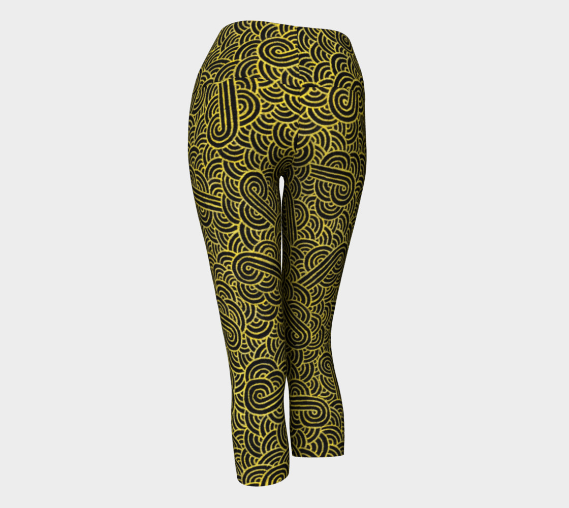 Faux gold and black swirls doodles Yoga Capris preview #3