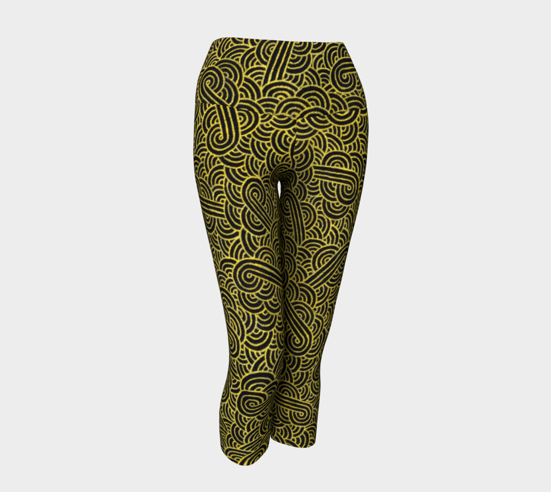 Faux gold and black swirls doodles Yoga Capris preview #1
