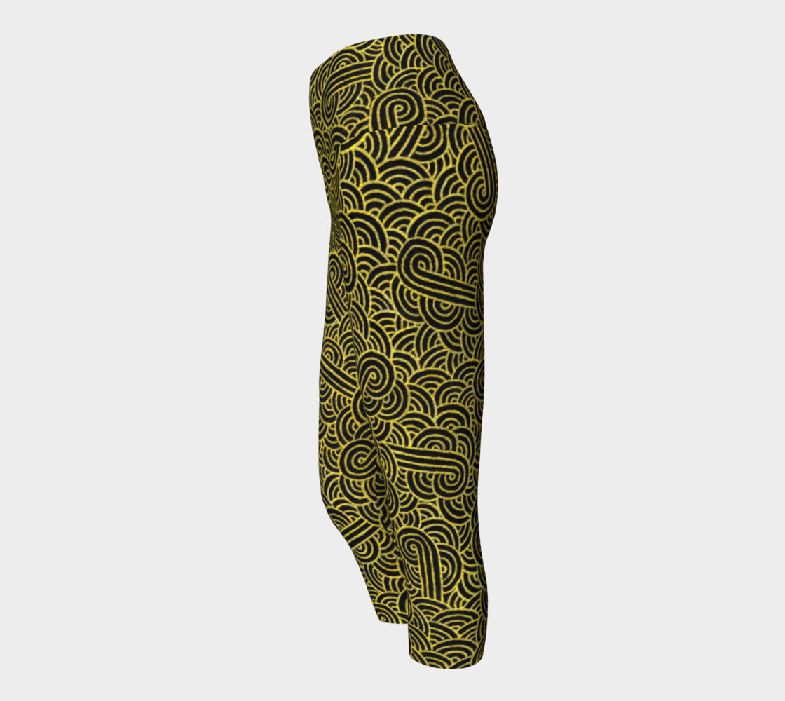 Faux gold and black swirls doodles Yoga Capris preview #2