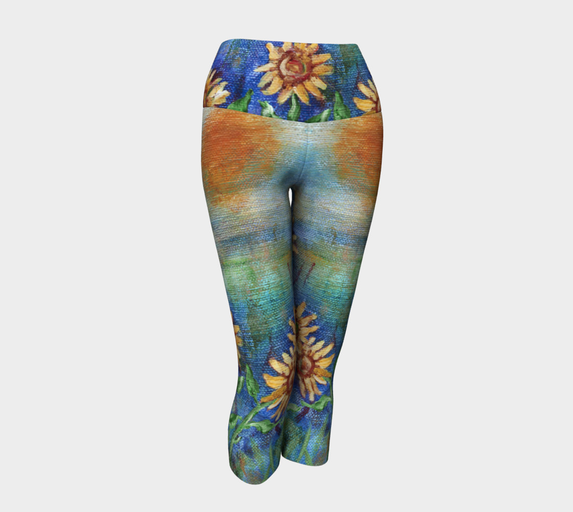 Sunflowers Denim Yoga Capris preview #1