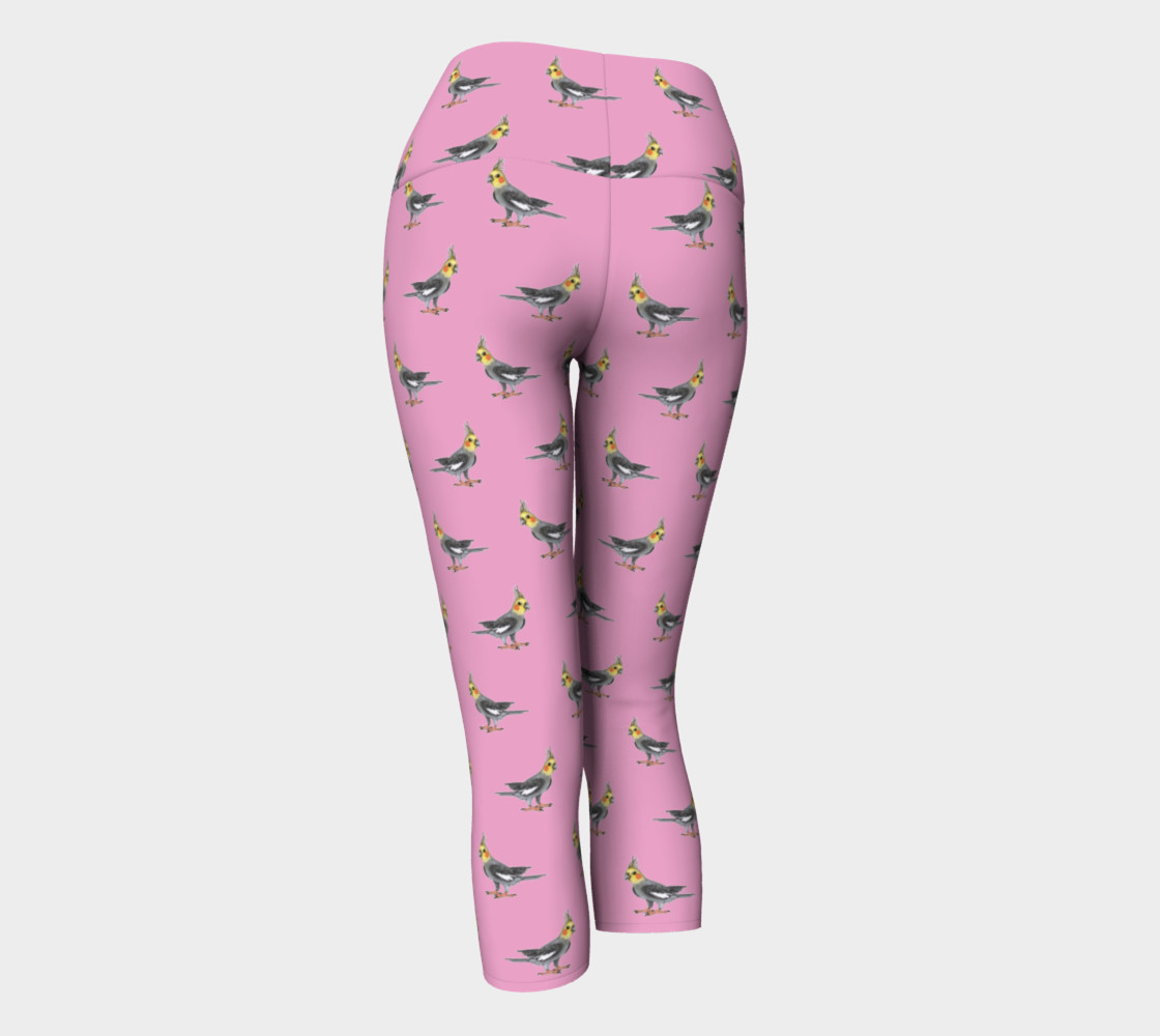 Cockateel birds pattern Yoga Capris preview #3