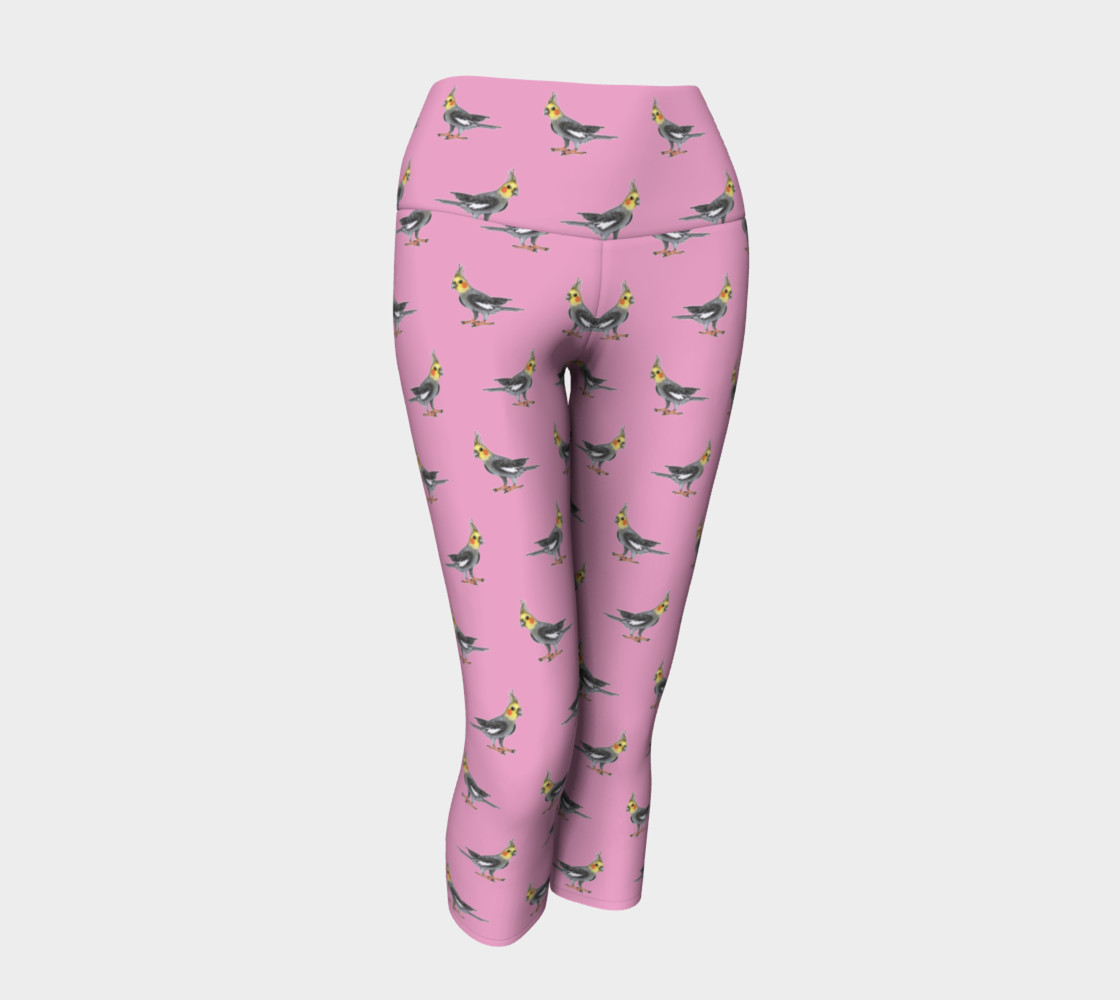 Cockateel birds pattern Yoga Capris preview #1