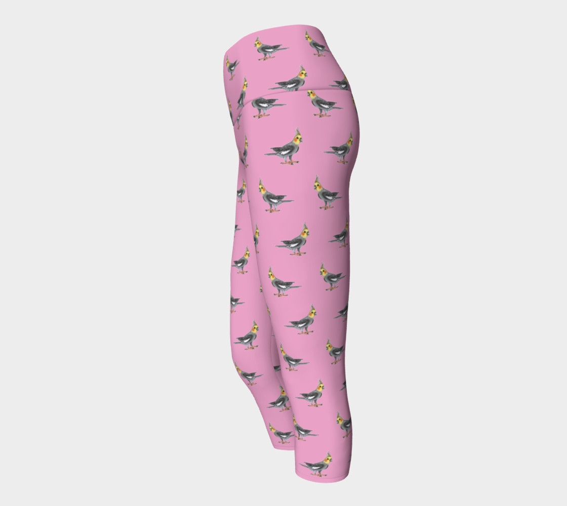 Cockateel birds pattern Yoga Capris preview #2